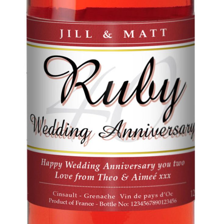 Personalised Ruby Wedding Anniversary Rose Wine product image