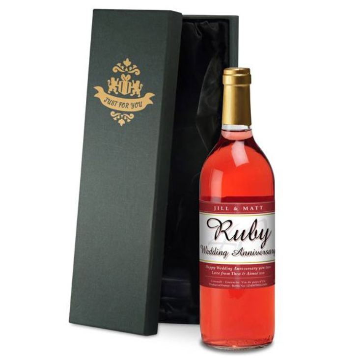 Personalised Ruby Wedding Anniversary Rose Wine product image