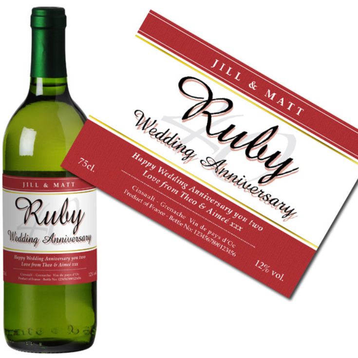 Personalised Ruby Wedding Anniversary White Wine product image