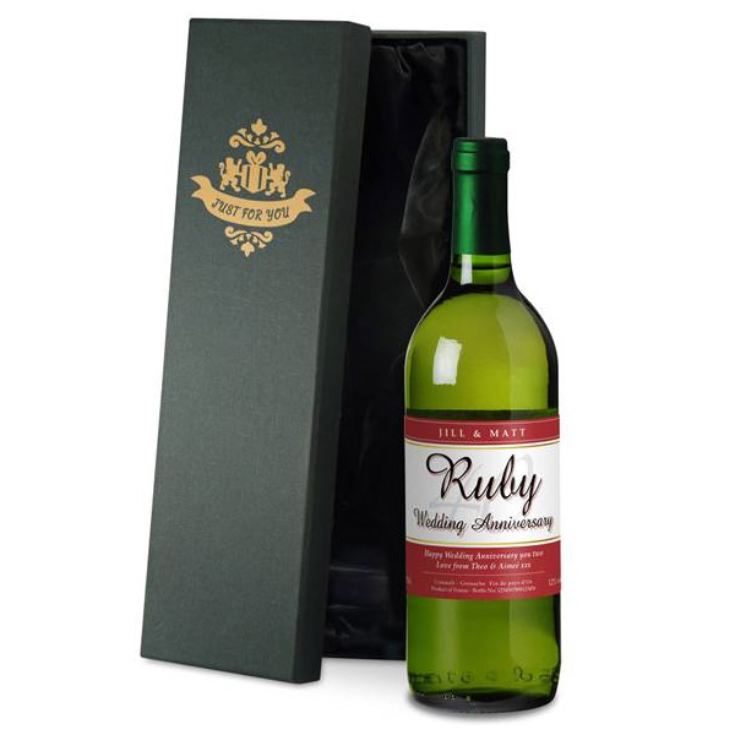 Personalised Ruby Wedding Anniversary White Wine product image