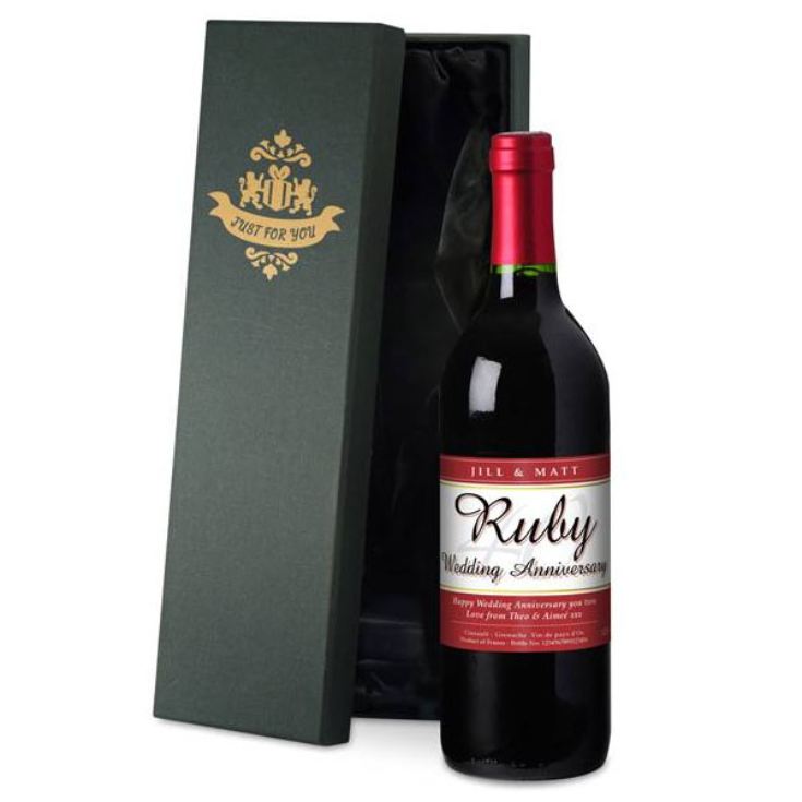 Personalised Ruby Wedding Anniversary Red Wine product image