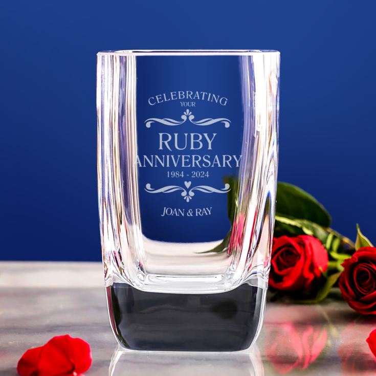Personalised Ruby Wedding Anniversary Glass Vase product image