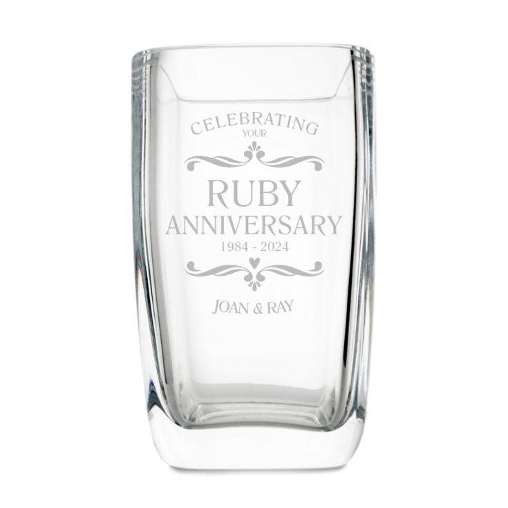 Personalised Ruby Wedding Anniversary Glass Vase product image