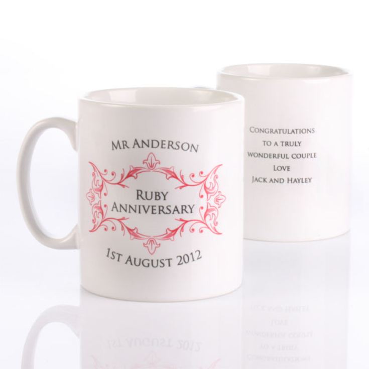 Pair of Personalised Ruby Anniversary Mugs product image