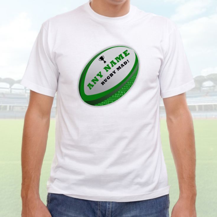 Personalised Rugby Mad Mens T-shirt product image