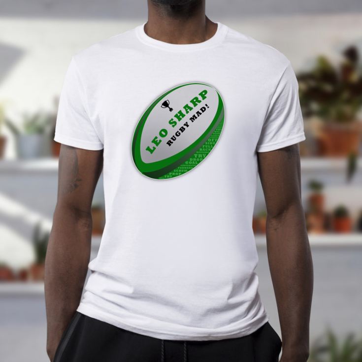 Personalised Rugby Mad Mens T-shirt product image