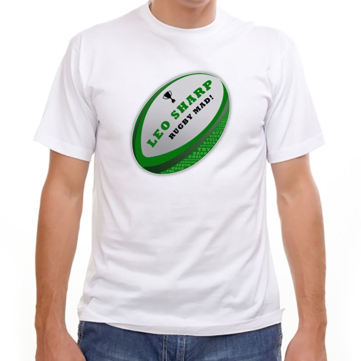 Personalised Rugby Mad Mens T-shirt product image