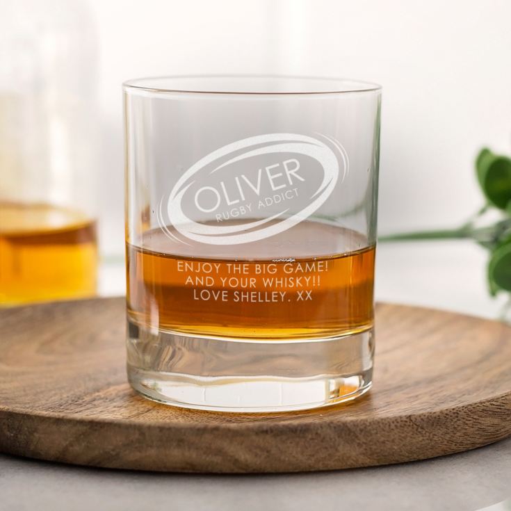 Personalised Rugby Addict Whisky Glass product image