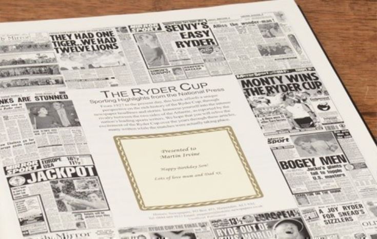 Ryder Cup Golf Newspaper Book - Leatherette Cover product image