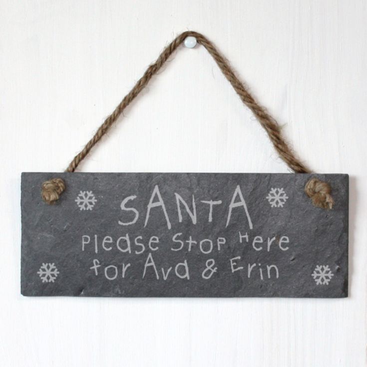 Personalised Santa Stop Here Slate Sign product image