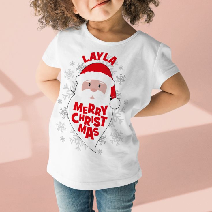 Personalised Children's Merry Christmas Santa T-Shirt product image