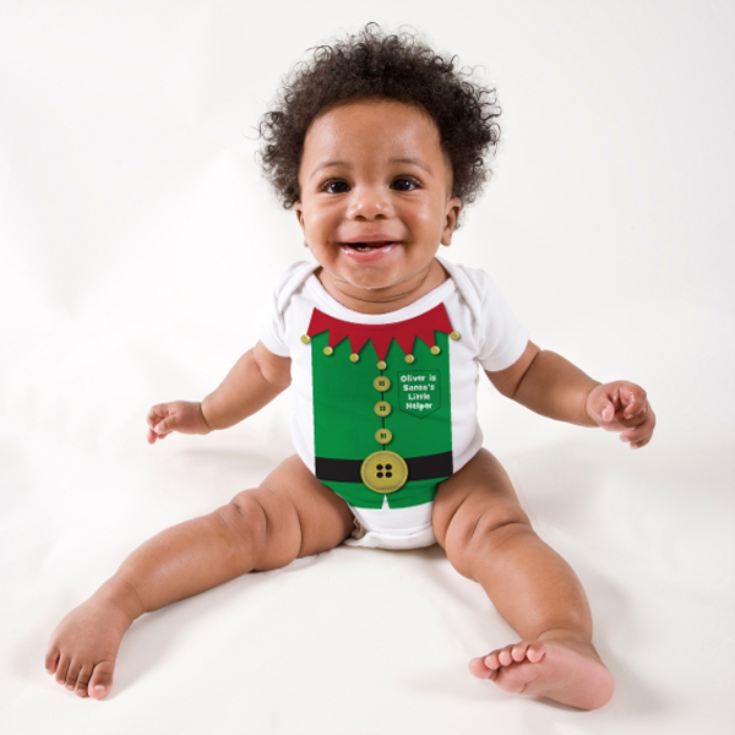 Personalised Santas Little Helper Baby Grow product image