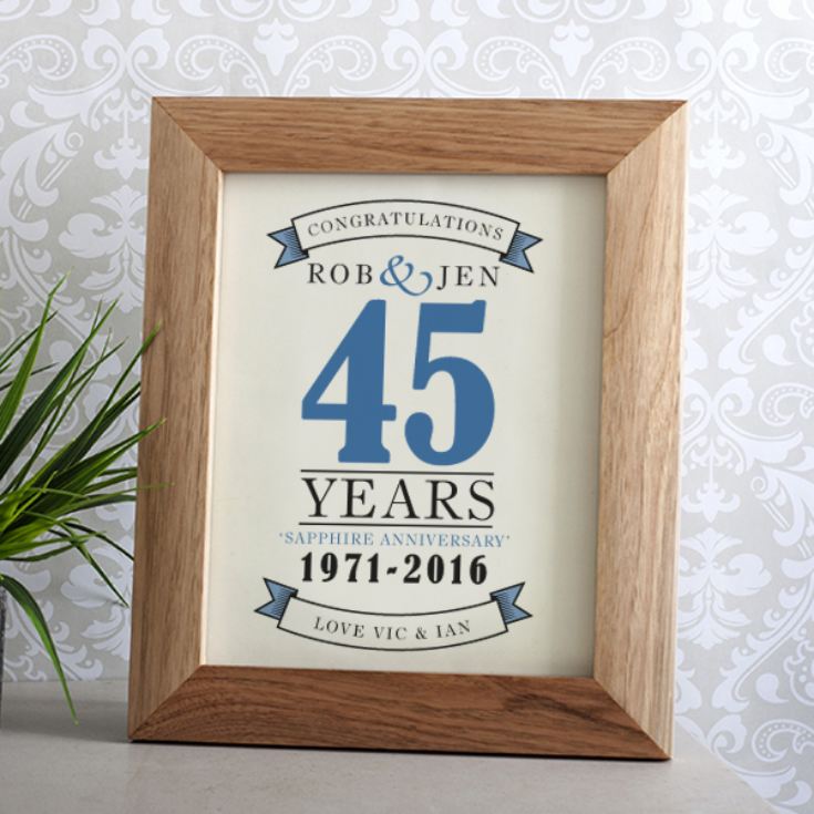 Personalised Sapphire Anniversary Framed Print product image