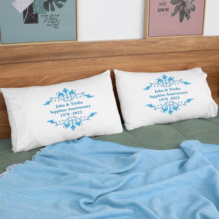 Personalised Sapphire Anniversary Pillowcases product image