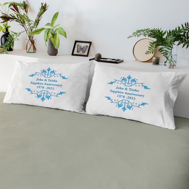 Personalised Sapphire Anniversary Pillowcases product image