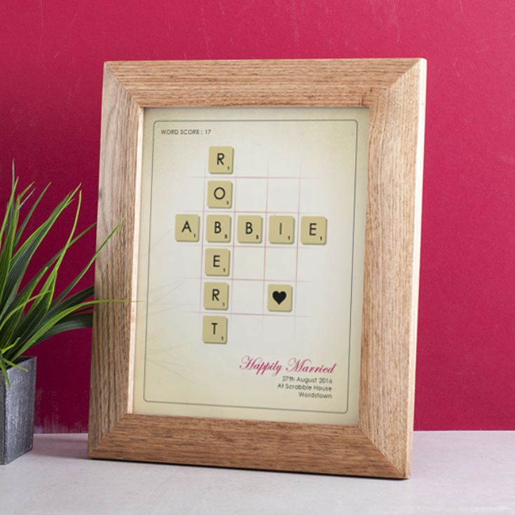 Personalised Scrabble Tiles Framed Print In Oak Frame product image