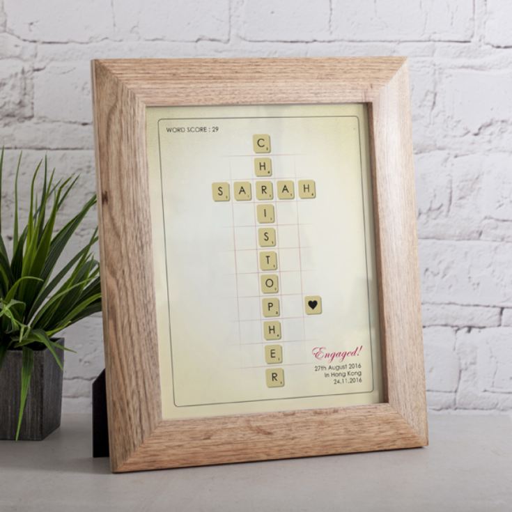 Personalised Scrabble Tiles Framed Print In Oak Frame product image