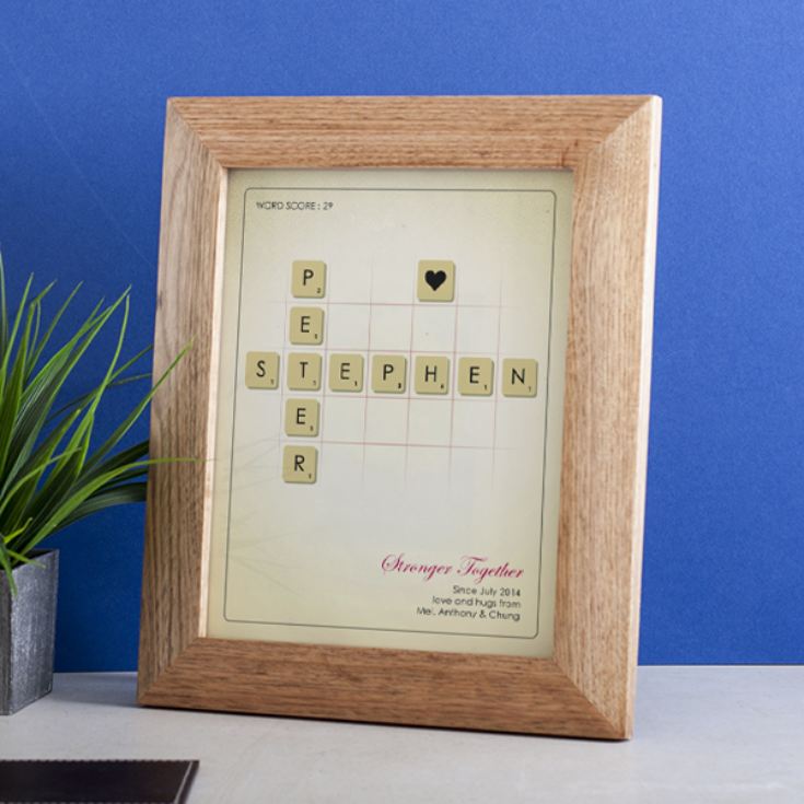 Personalised Scrabble Tiles Framed Print In Oak Frame product image