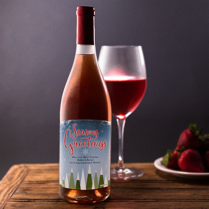 Personalised Seasons Greetings Rose Wine product image