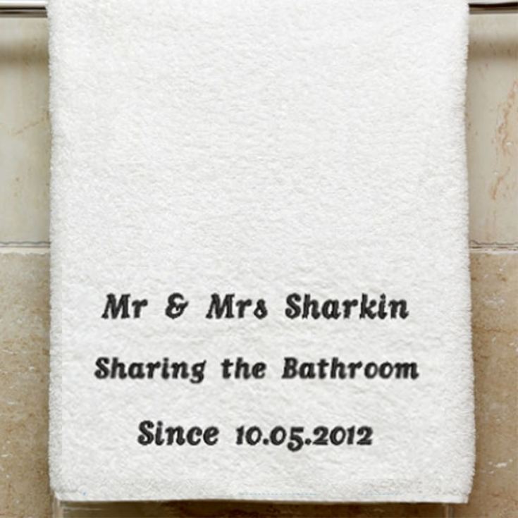 Personalised Embroidered Sharing the Bathroom Towel product image