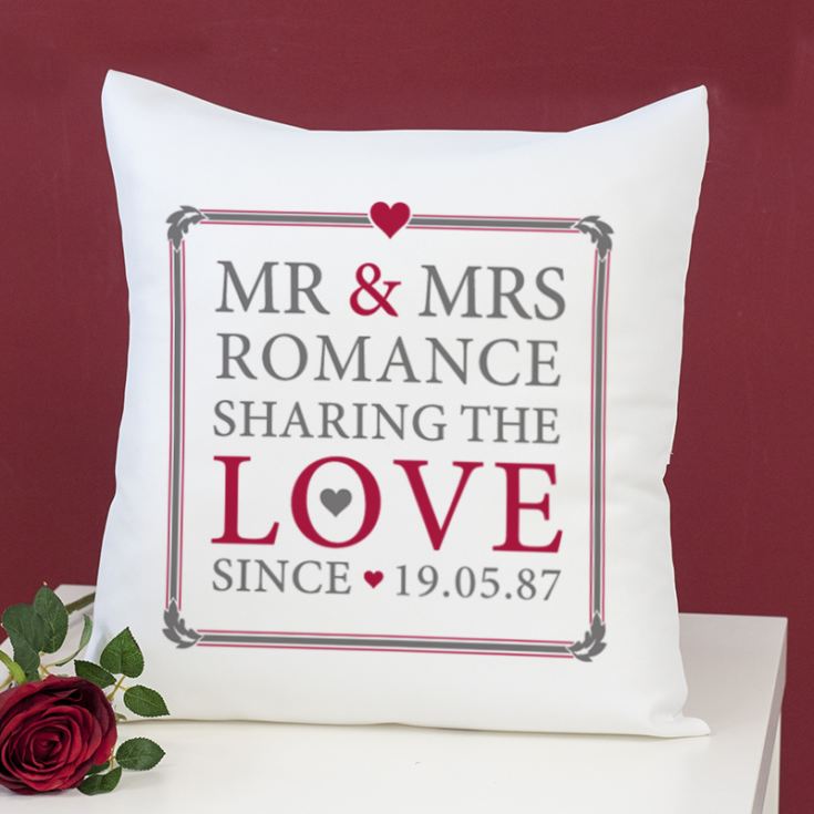 Personalised Mr & Mrs Sharing The Love Since Cushion product image