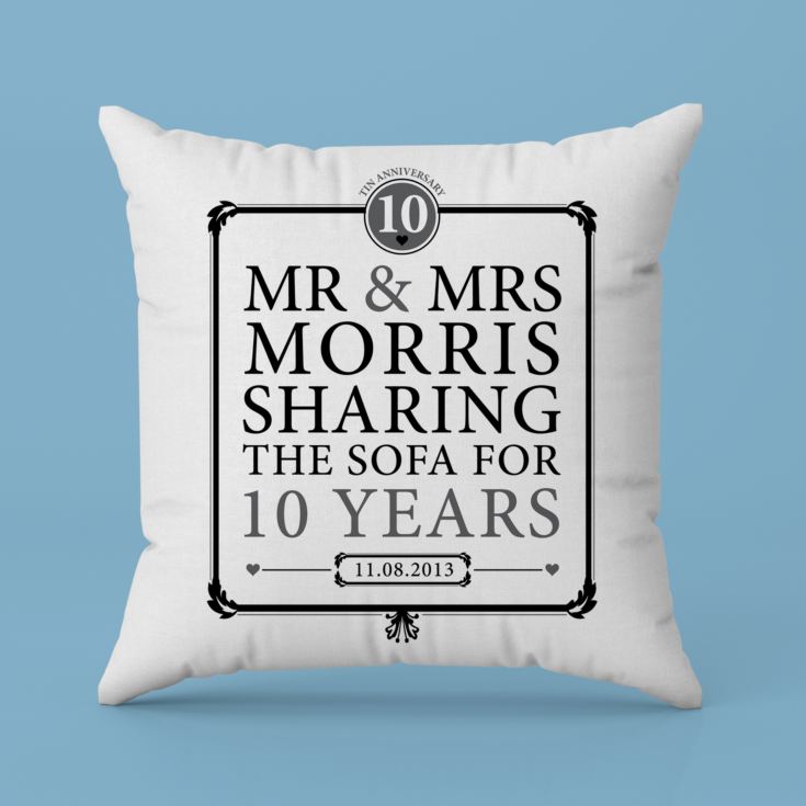 Personalised 10th Anniversary Sharing The Sofa Cushion product image
