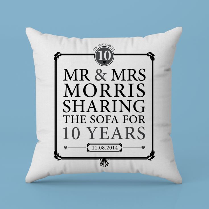 Personalised 10th Anniversary Sharing The Sofa Cushion product image