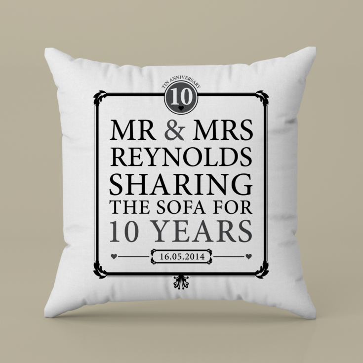 Personalised 10th Anniversary Sharing The Sofa Cushion product image