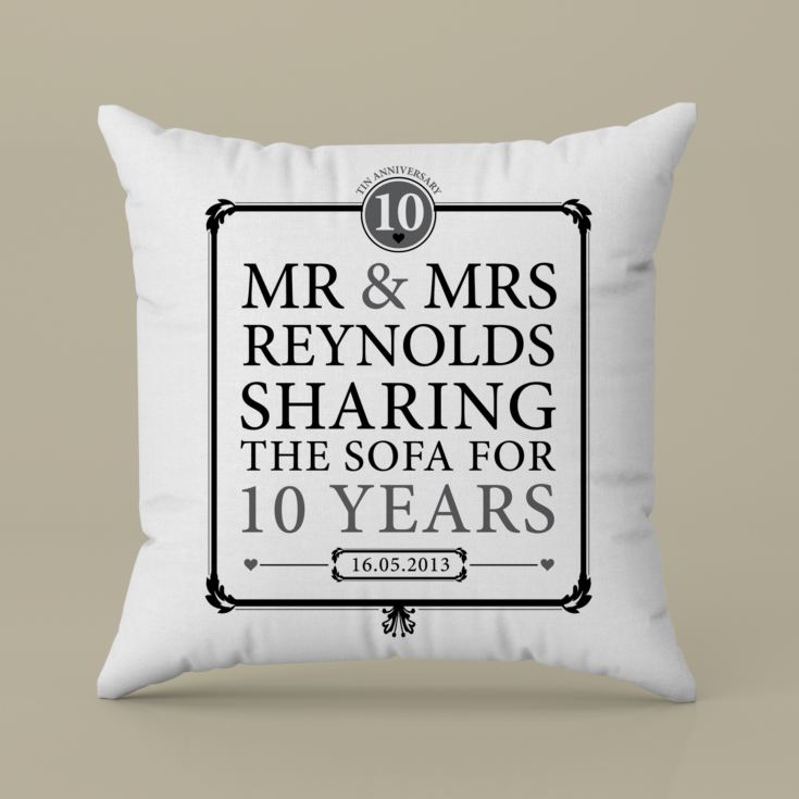 Personalised 10th Anniversary Sharing The Sofa Cushion product image