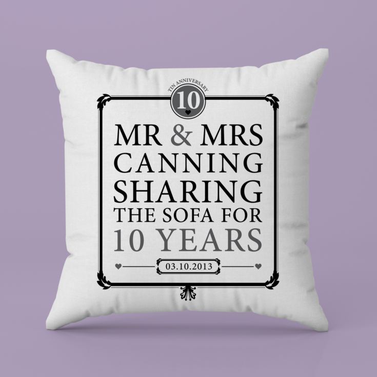 Personalised 10th Anniversary Sharing The Sofa Cushion product image