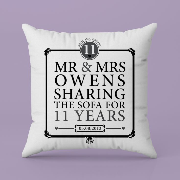 Personalised 11th Anniversary Sharing The Sofa Cushion product image