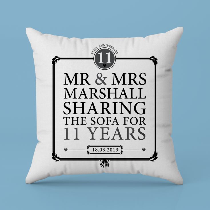 Personalised 11th Anniversary Sharing The Sofa Cushion product image
