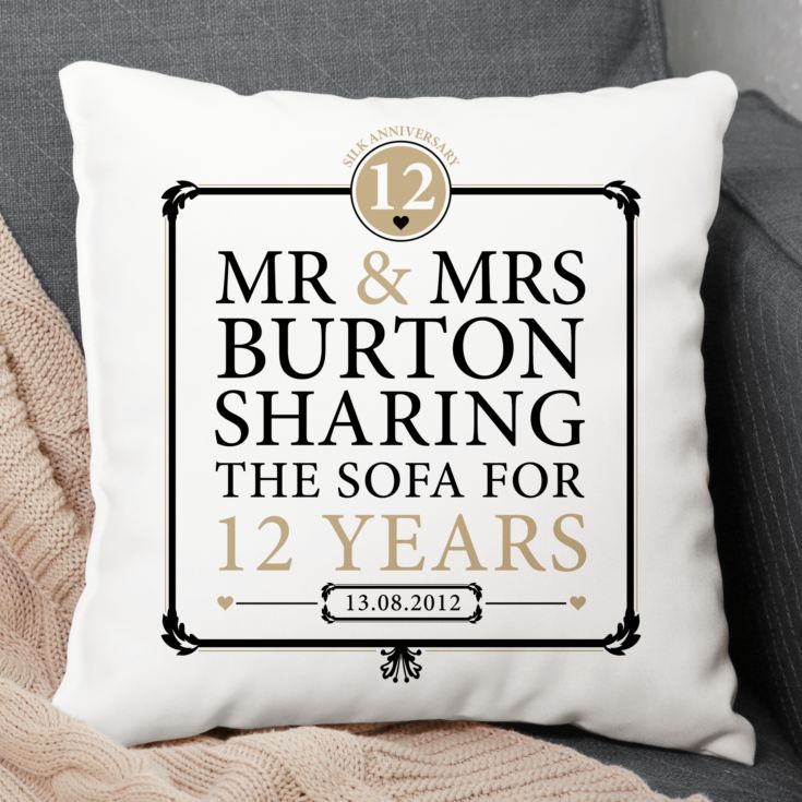 Personalised 12th Anniversary Sharing The Sofa Cushion product image
