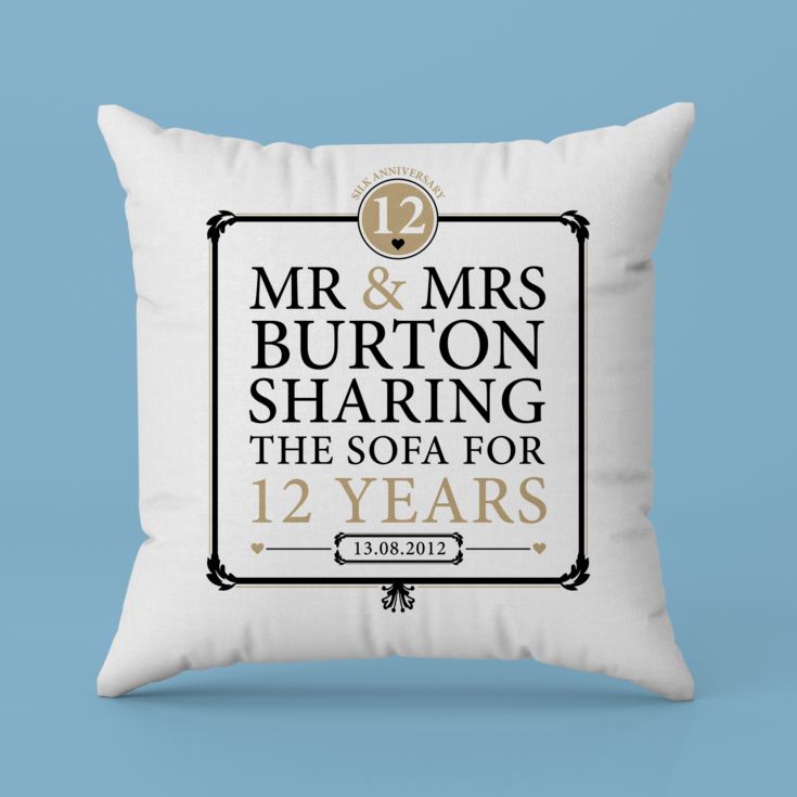 Personalised 12th Anniversary Sharing The Sofa Cushion product image