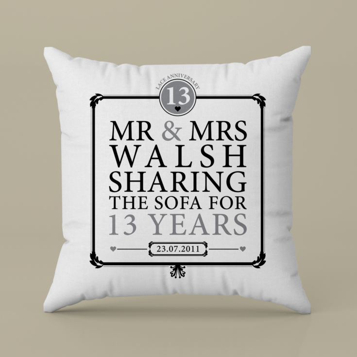 Personalised 13th Anniversary Sharing The Sofa Cushion product image