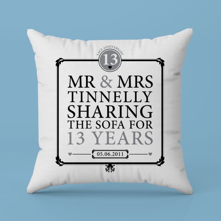 Personalised 13th Anniversary Sharing The Sofa Cushion product image