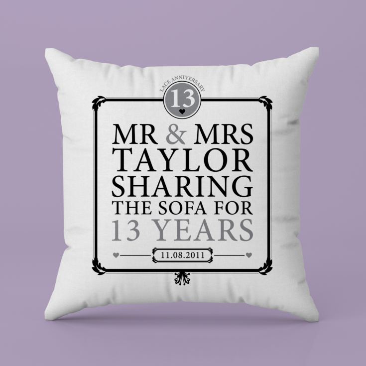 Personalised 13th Anniversary Sharing The Sofa Cushion product image