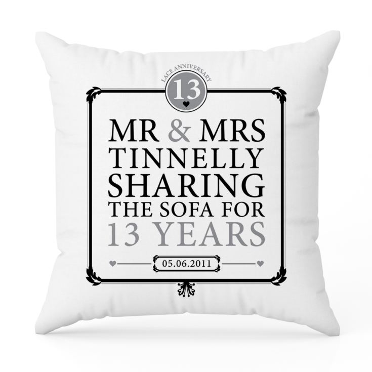 Personalised 13th Anniversary Sharing The Sofa Cushion product image