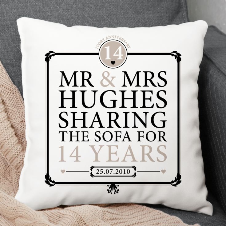 Personalised 14th Anniversary Sharing The Sofa Cushion product image