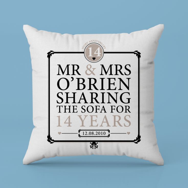 Personalised 14th Anniversary Sharing The Sofa Cushion product image