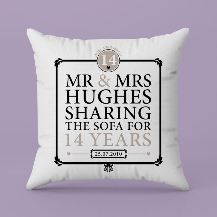 Personalised 14th Anniversary Sharing The Sofa Cushion product image