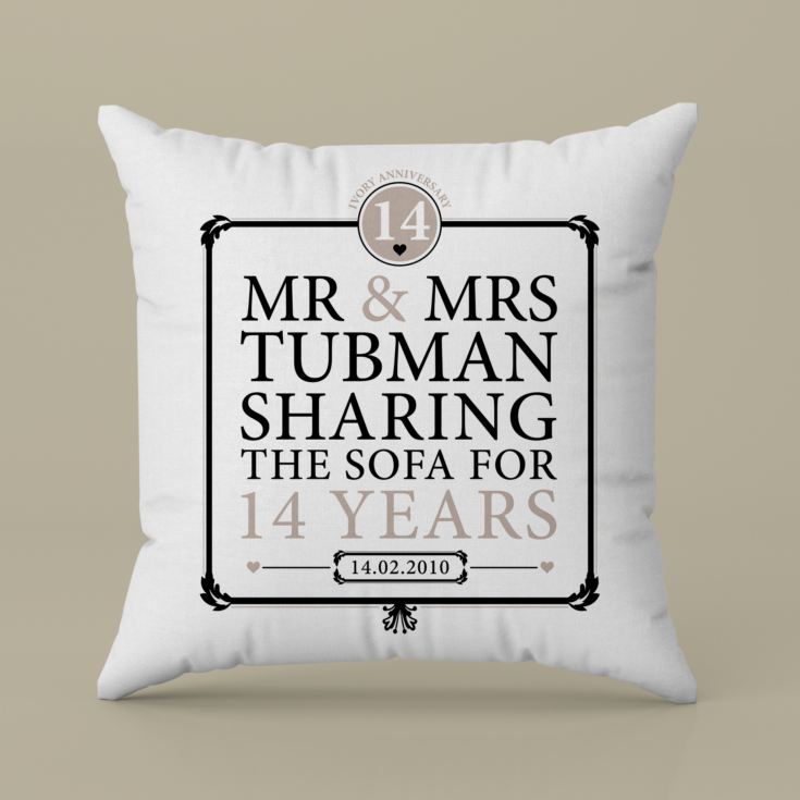 Personalised 14th Anniversary Sharing The Sofa Cushion product image