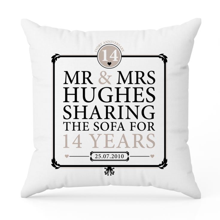 Personalised 14th Anniversary Sharing The Sofa Cushion product image