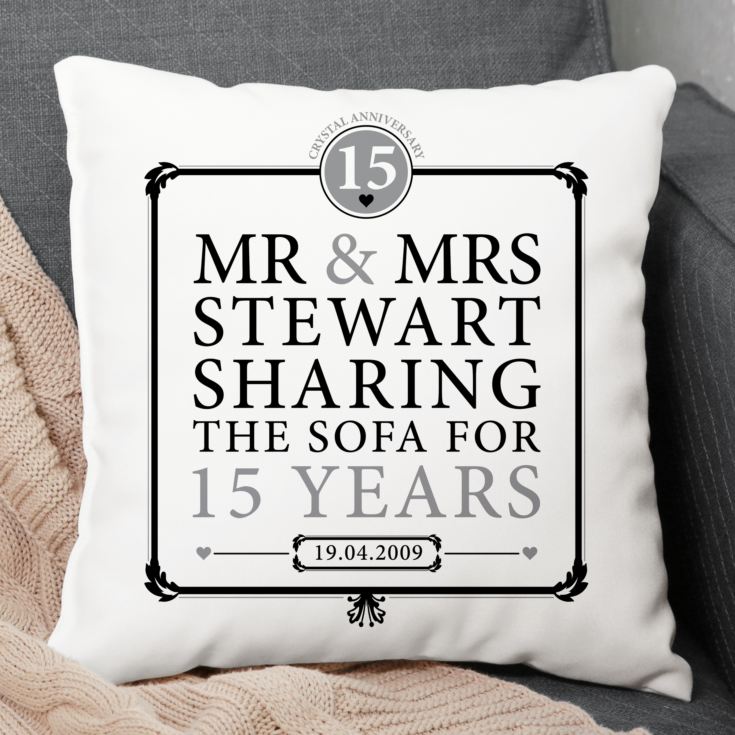 Personalised 15th Anniversary Sharing The Sofa Cushion product image