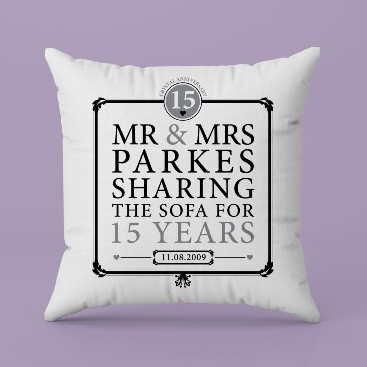 Personalised 15th Anniversary Sharing The Sofa Cushion product image