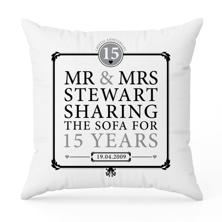 Personalised 15th Anniversary Sharing The Sofa Cushion product image