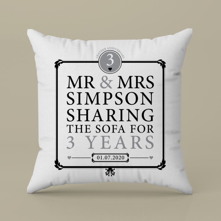 Personalised 3rd Anniversary Sharing The Sofa Cushion product image