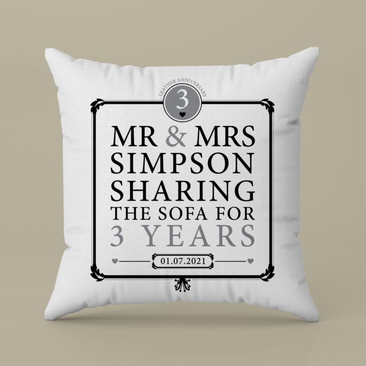 Personalised 3rd Anniversary Sharing The Sofa Cushion product image