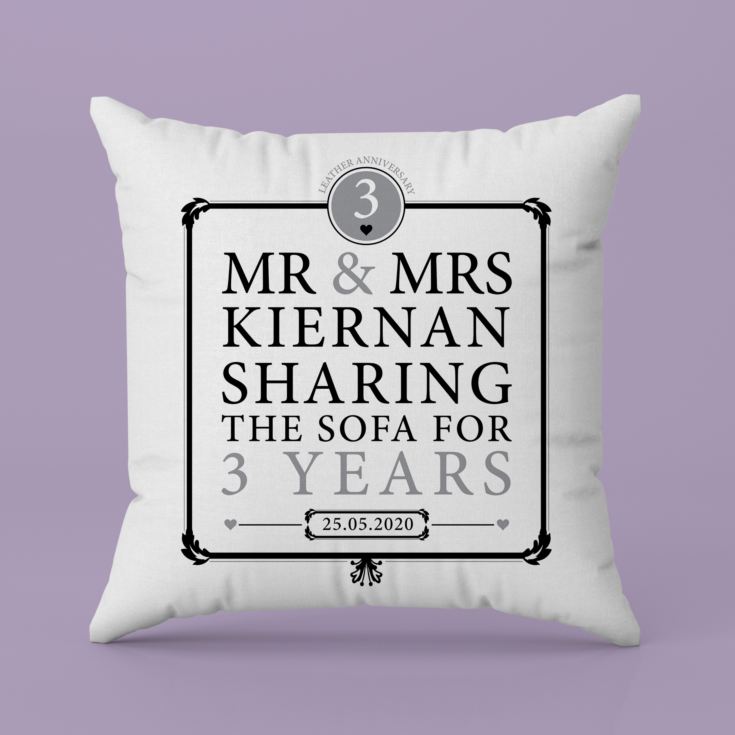 Personalised 3rd Anniversary Sharing The Sofa Cushion product image