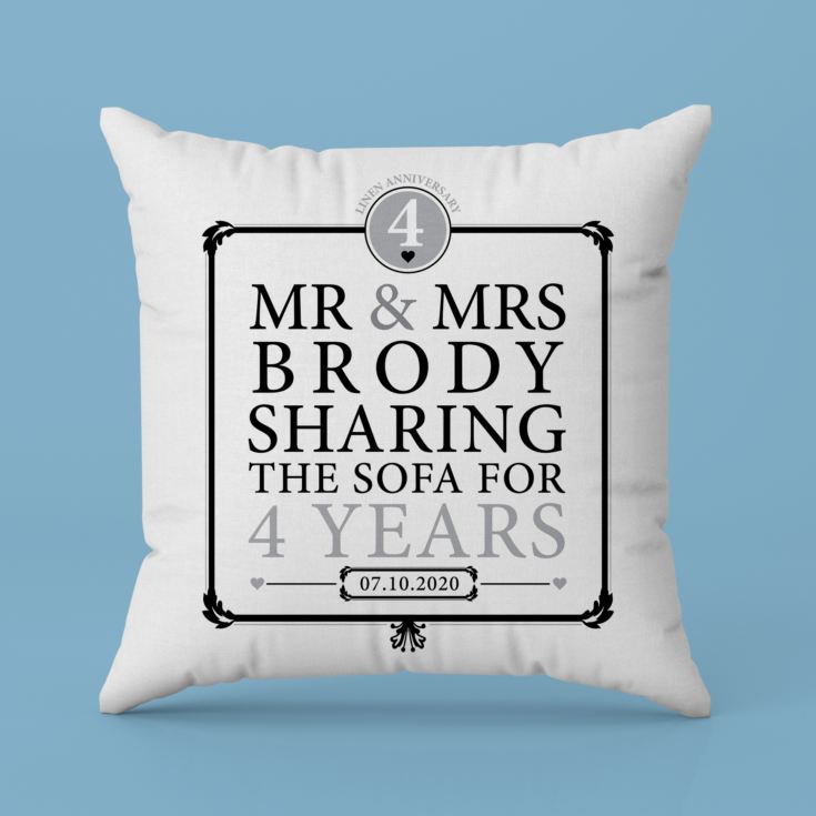 Personalised 4th Anniversary Sharing The Sofa Cushion product image